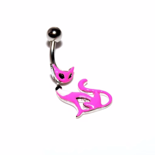Pink cat navlepiercing